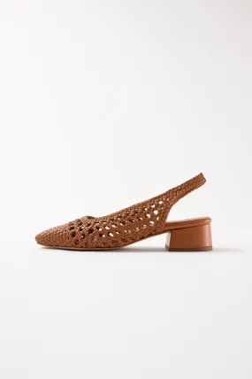 NOVA TARRAGONA - Brown Woven Leather Slingback Ballerina Flats