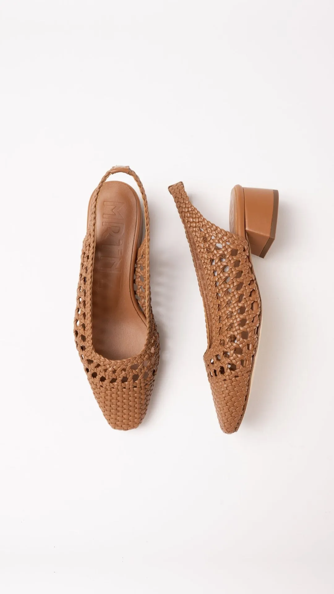 NOVA TARRAGONA - Brown Woven Leather Slingback Ballerina Flats