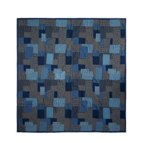 PATCHWORK QUILT INDIGO/CREAM 84 x 72 | Bodega