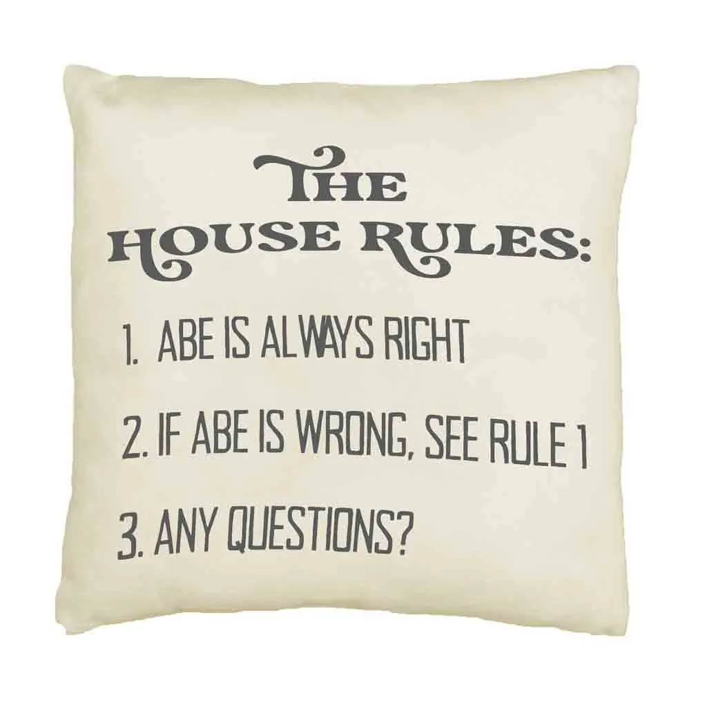 Personalized Humorous House Rules Pillow Cover