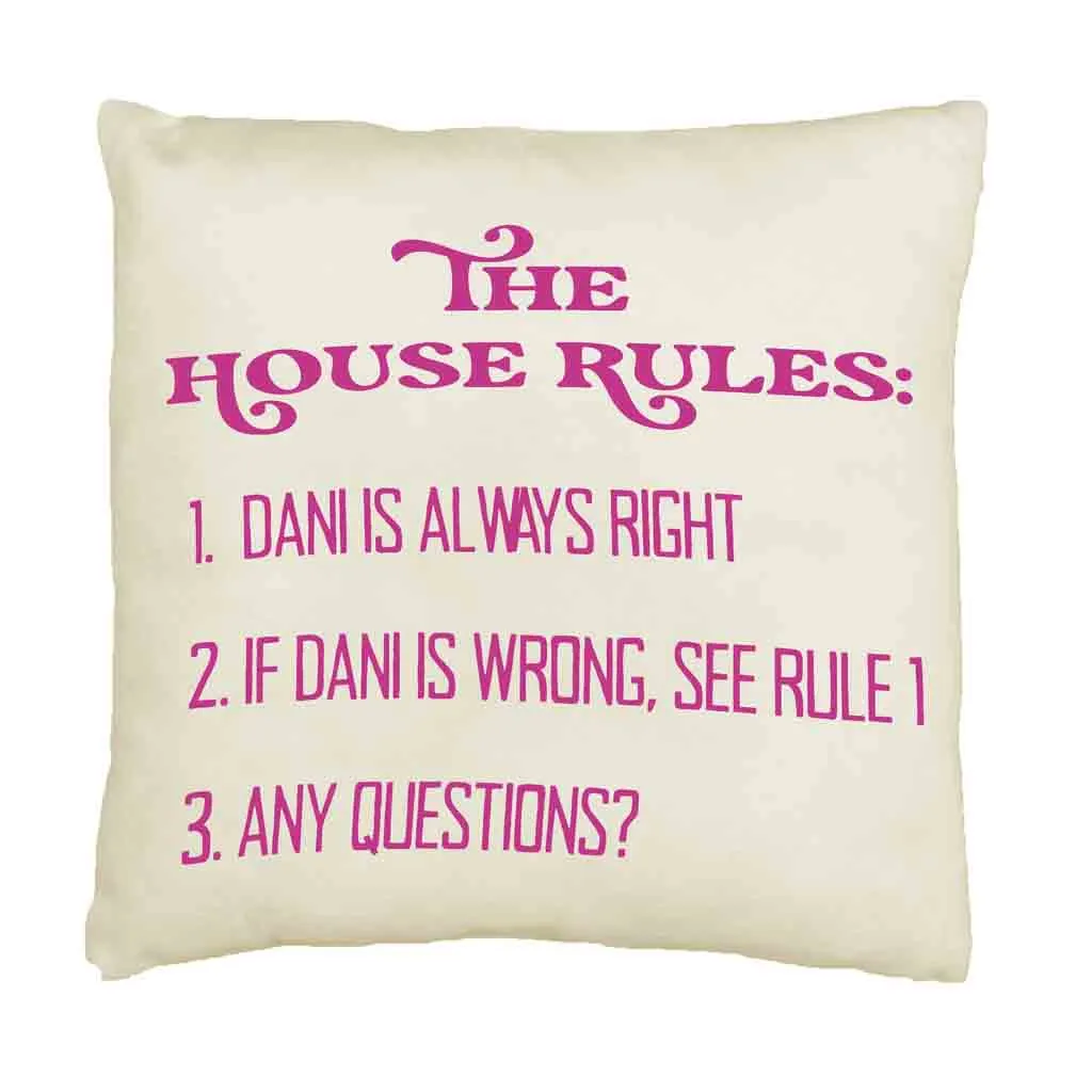 Personalized Humorous House Rules Pillow Cover