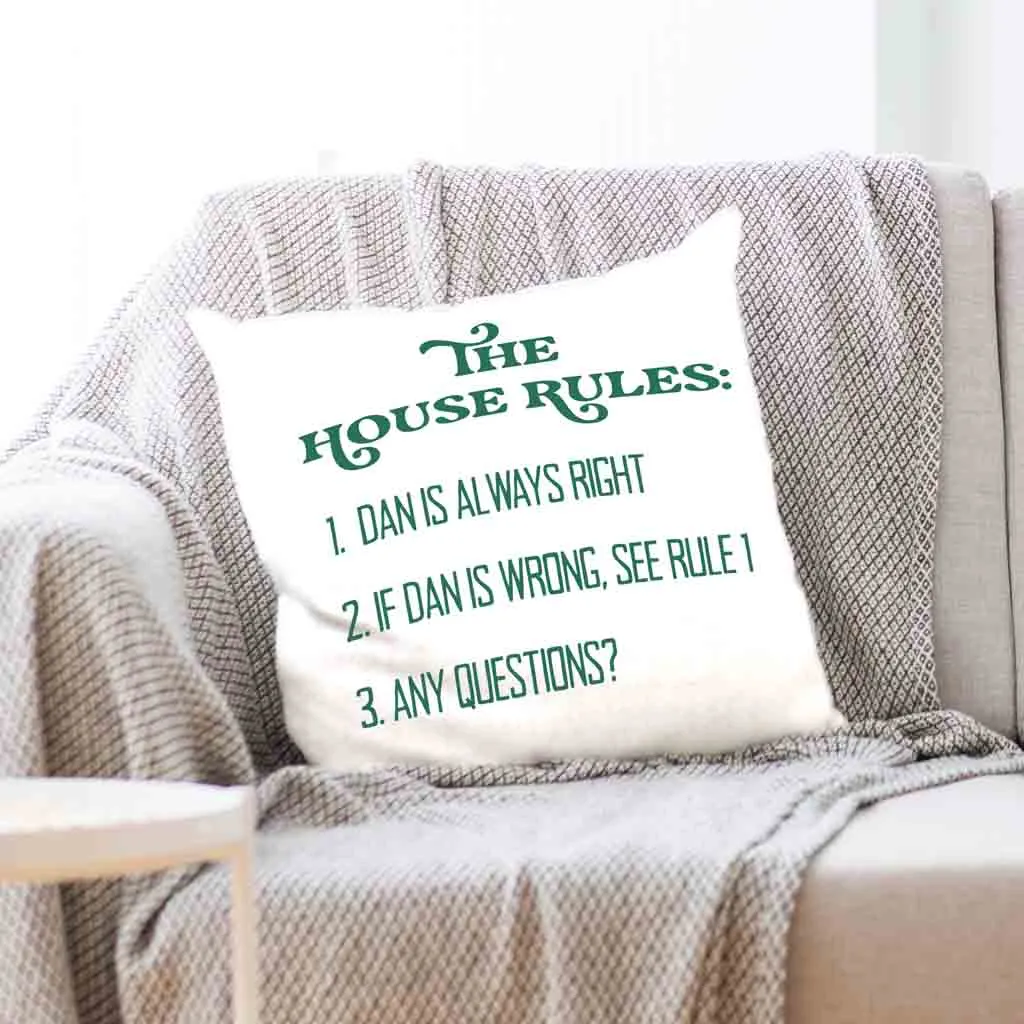 Personalized Humorous House Rules Pillow Cover