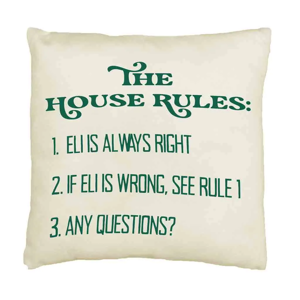 Personalized Humorous House Rules Pillow Cover