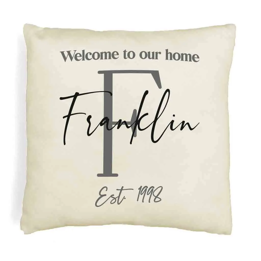 Personalized Monogram Throw Pillow Cover with Name and Date