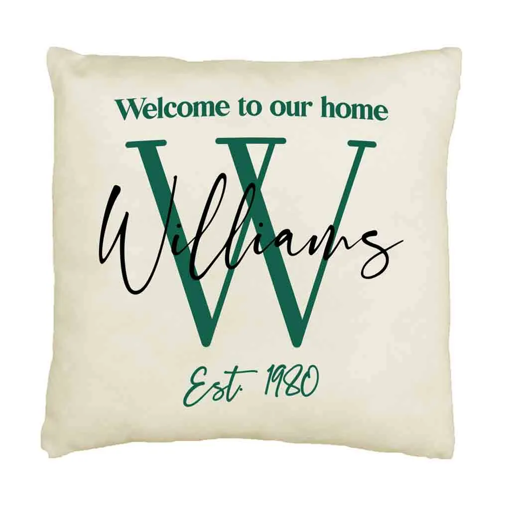 Personalized Monogram Throw Pillow Cover with Name and Date