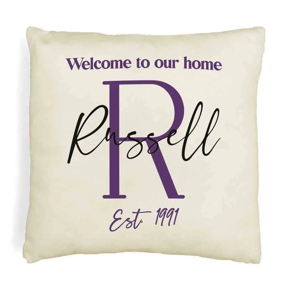 Personalized Monogram Throw Pillow Cover with Name and Date