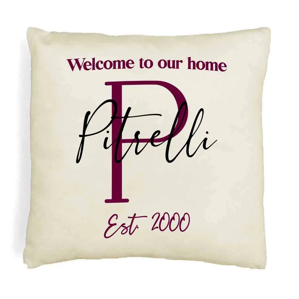 Personalized Monogram Throw Pillow Cover with Name and Date