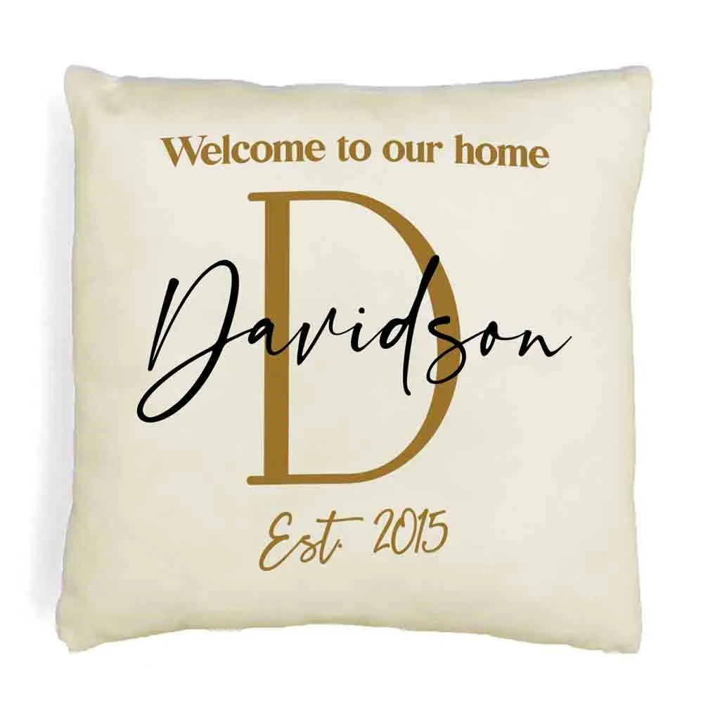 Personalized Monogram Throw Pillow Cover with Name and Date