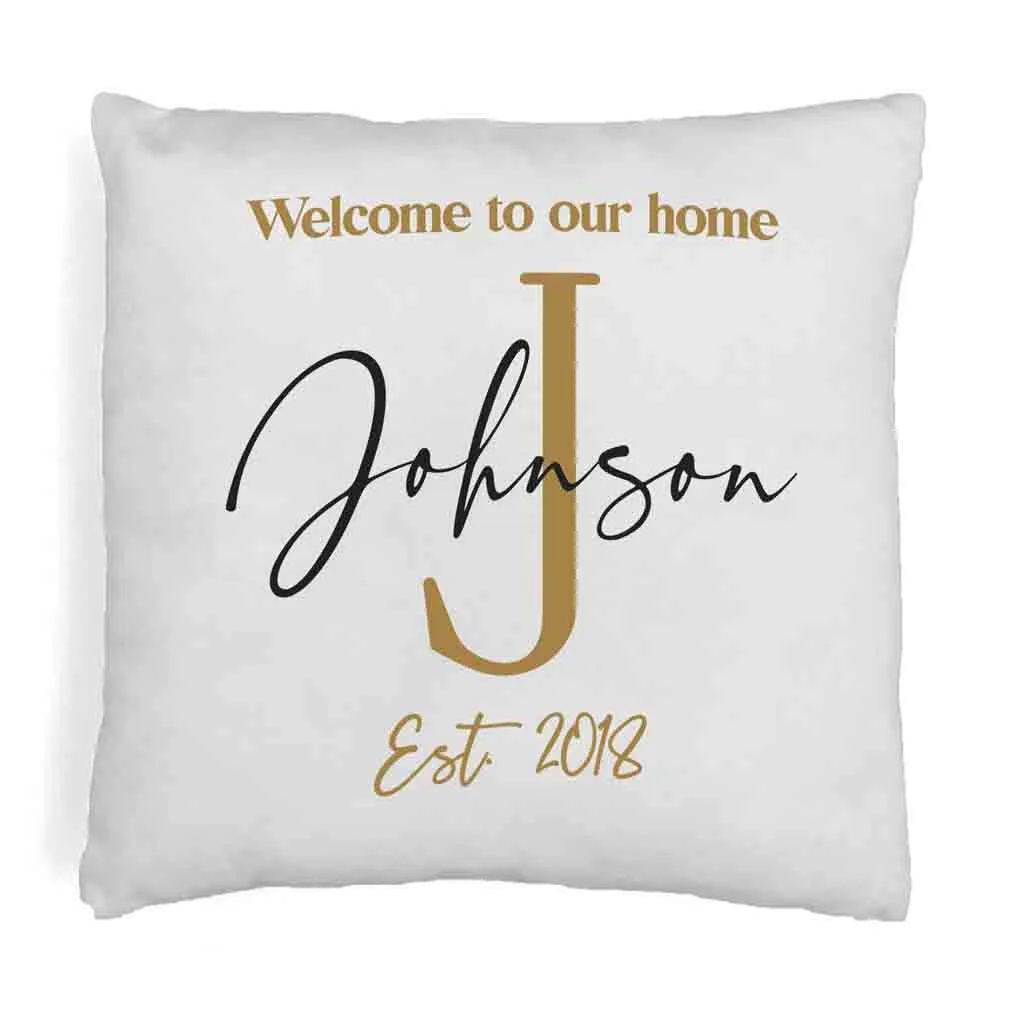 Personalized Monogram Throw Pillow Cover with Name and Date