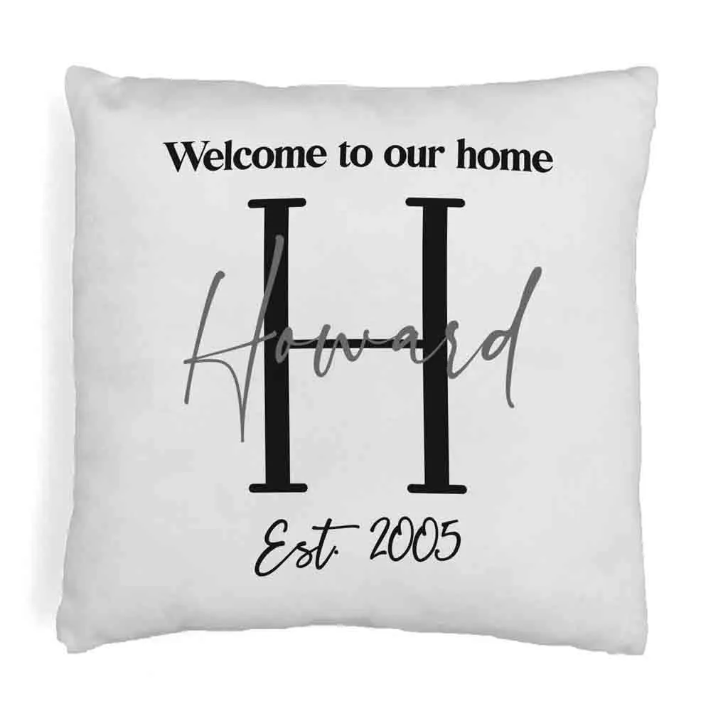 Personalized Monogram Throw Pillow Cover with Name and Date