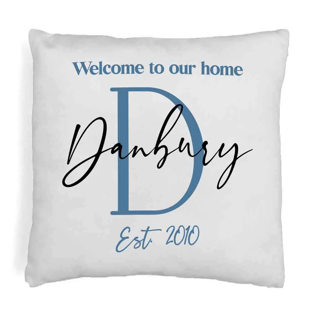 Personalized Monogram Throw Pillow Cover with Name and Date