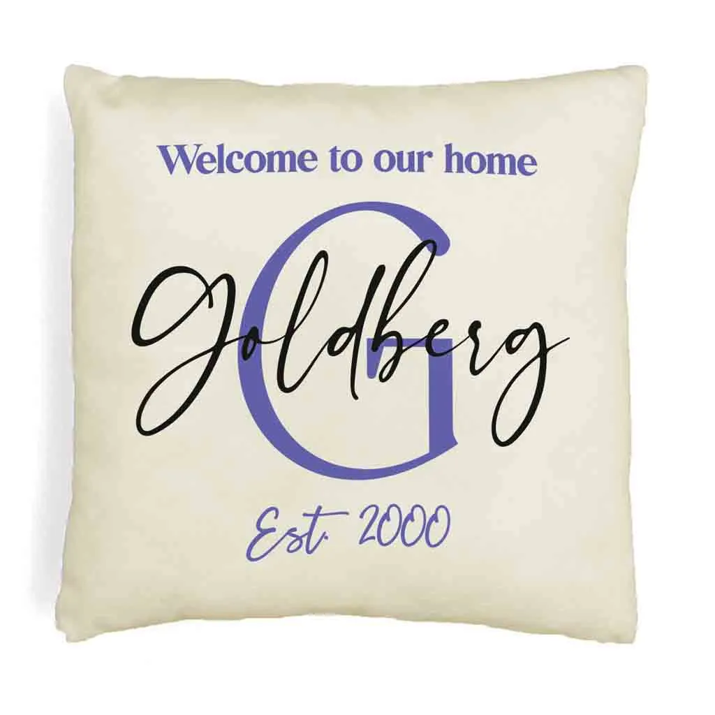 Personalized Monogram Throw Pillow Cover with Name and Date