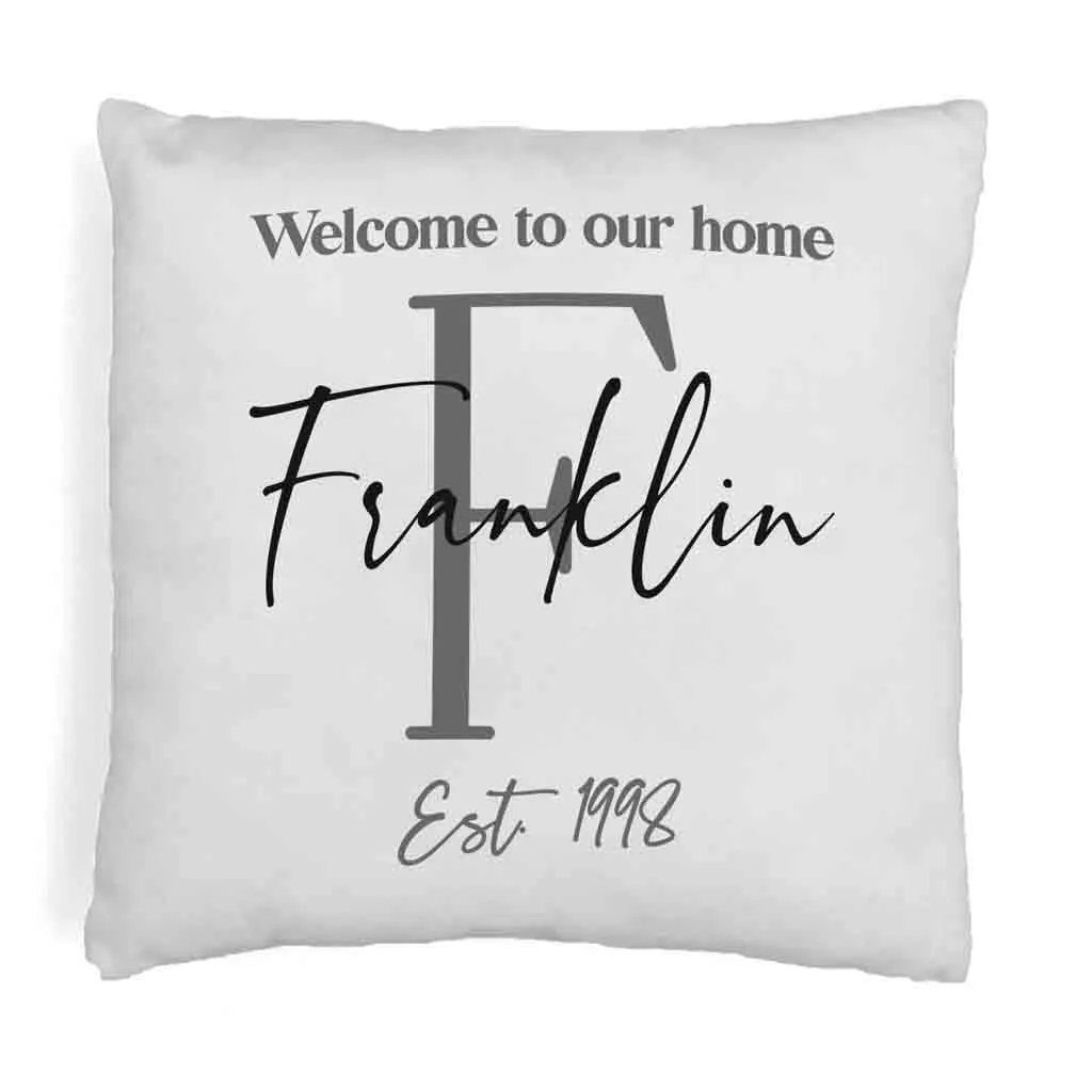 Personalized Monogram Throw Pillow Cover with Name and Date