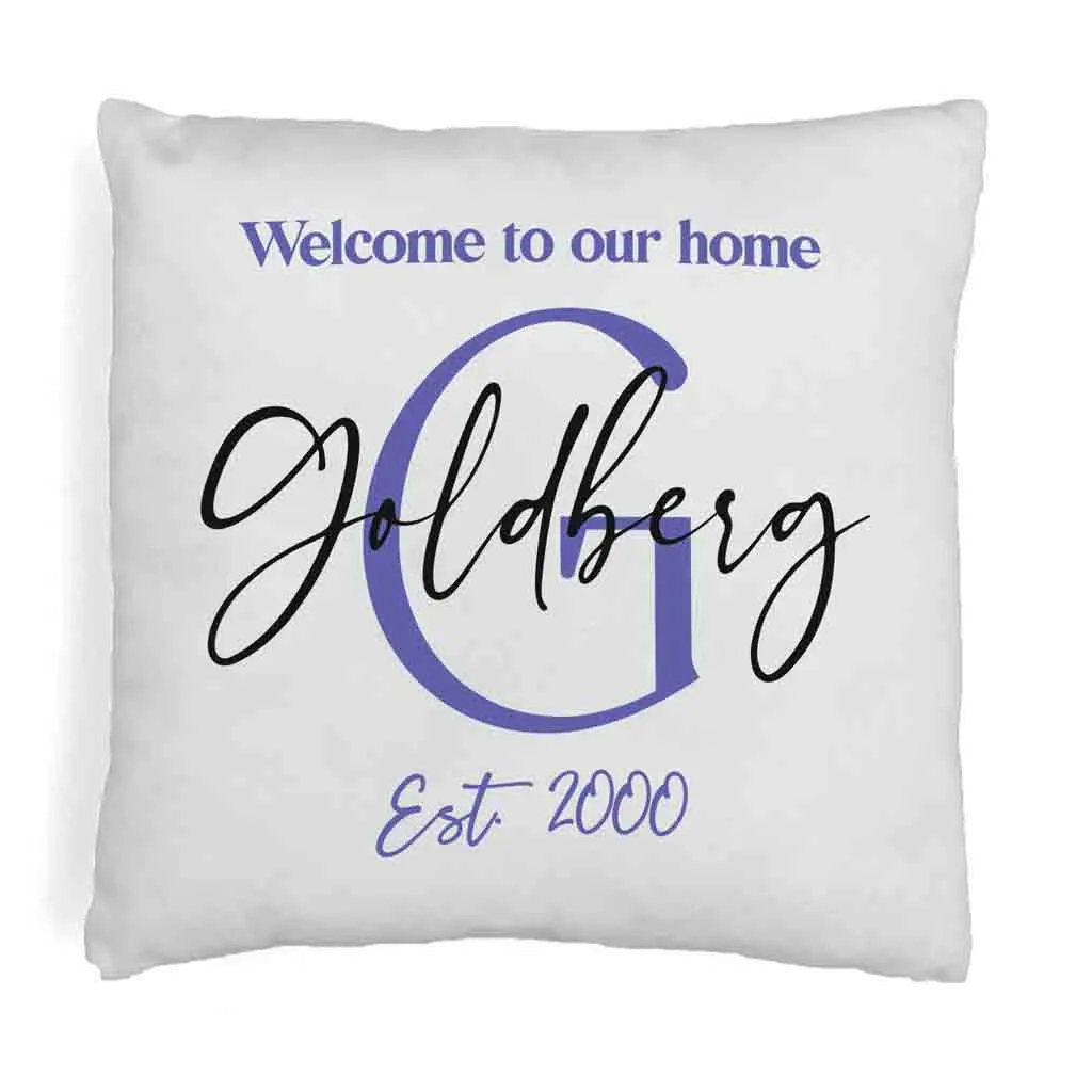 Personalized Monogram Throw Pillow Cover with Name and Date