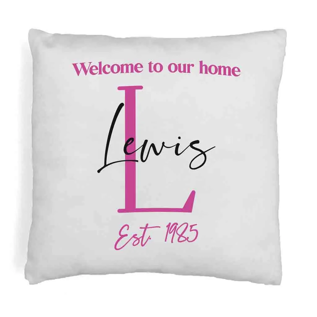 Personalized Monogram Throw Pillow Cover with Name and Date