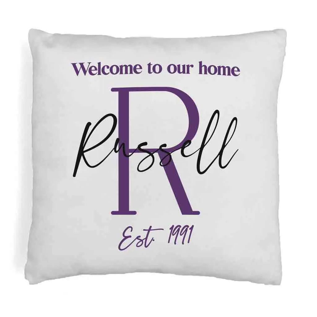 Personalized Monogram Throw Pillow Cover with Name and Date