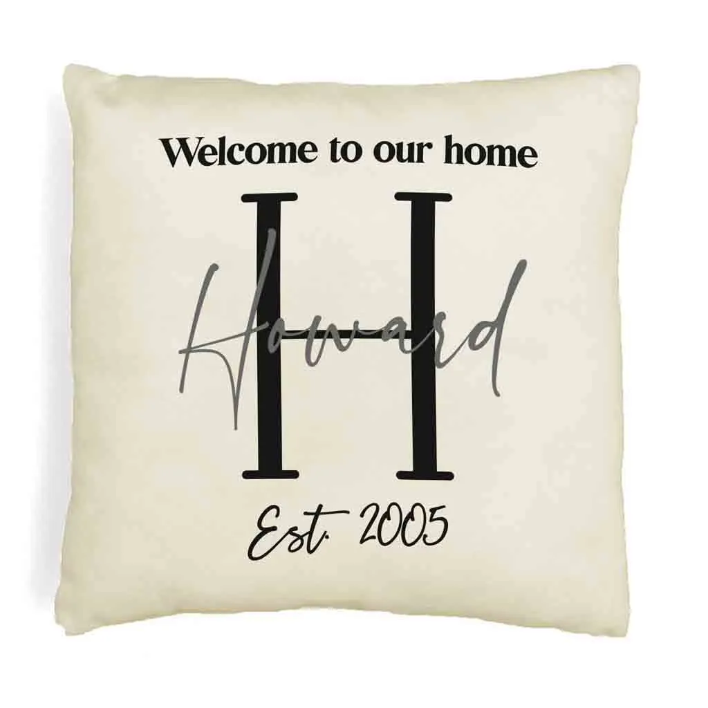 Personalized Monogram Throw Pillow Cover with Name and Date