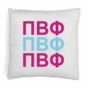 Pi Beta Phi Throw Pillow Cover with Greek Letters