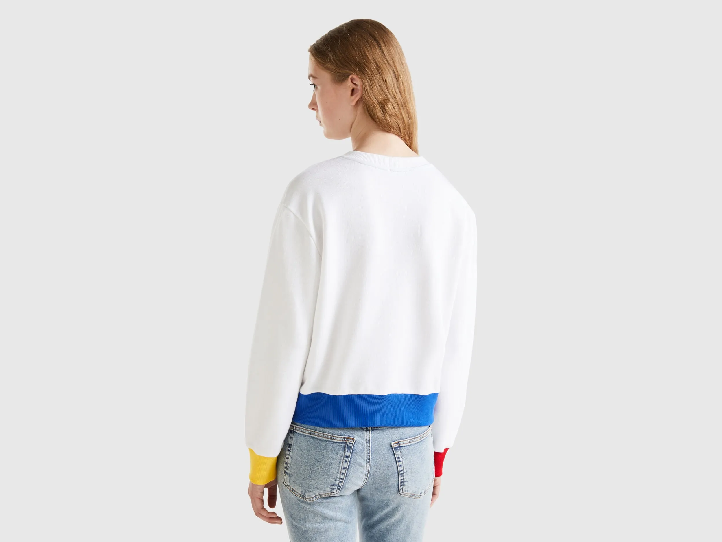 Pullover sweatshirt with logo print - White | Benetton