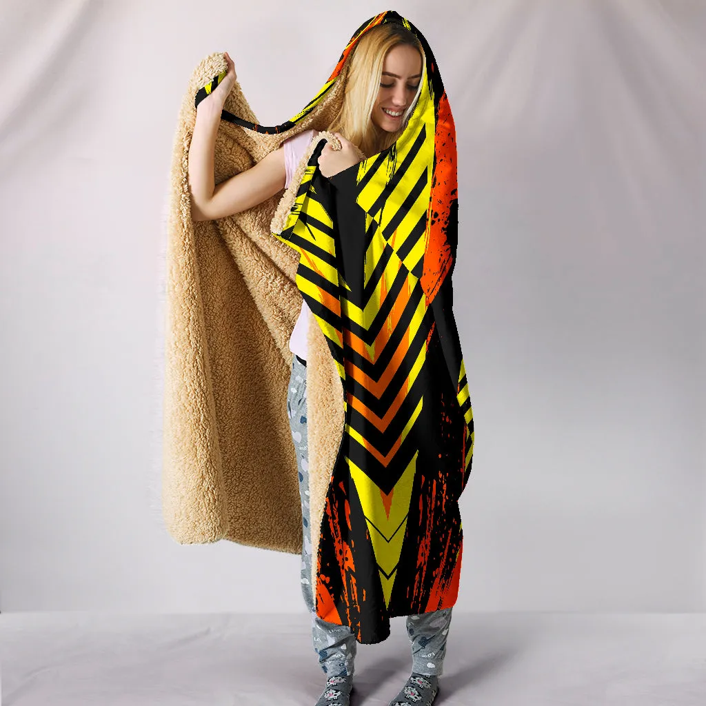 Racing Style Wild Orange & Yellow Stripes Vibes Hooded Blanket