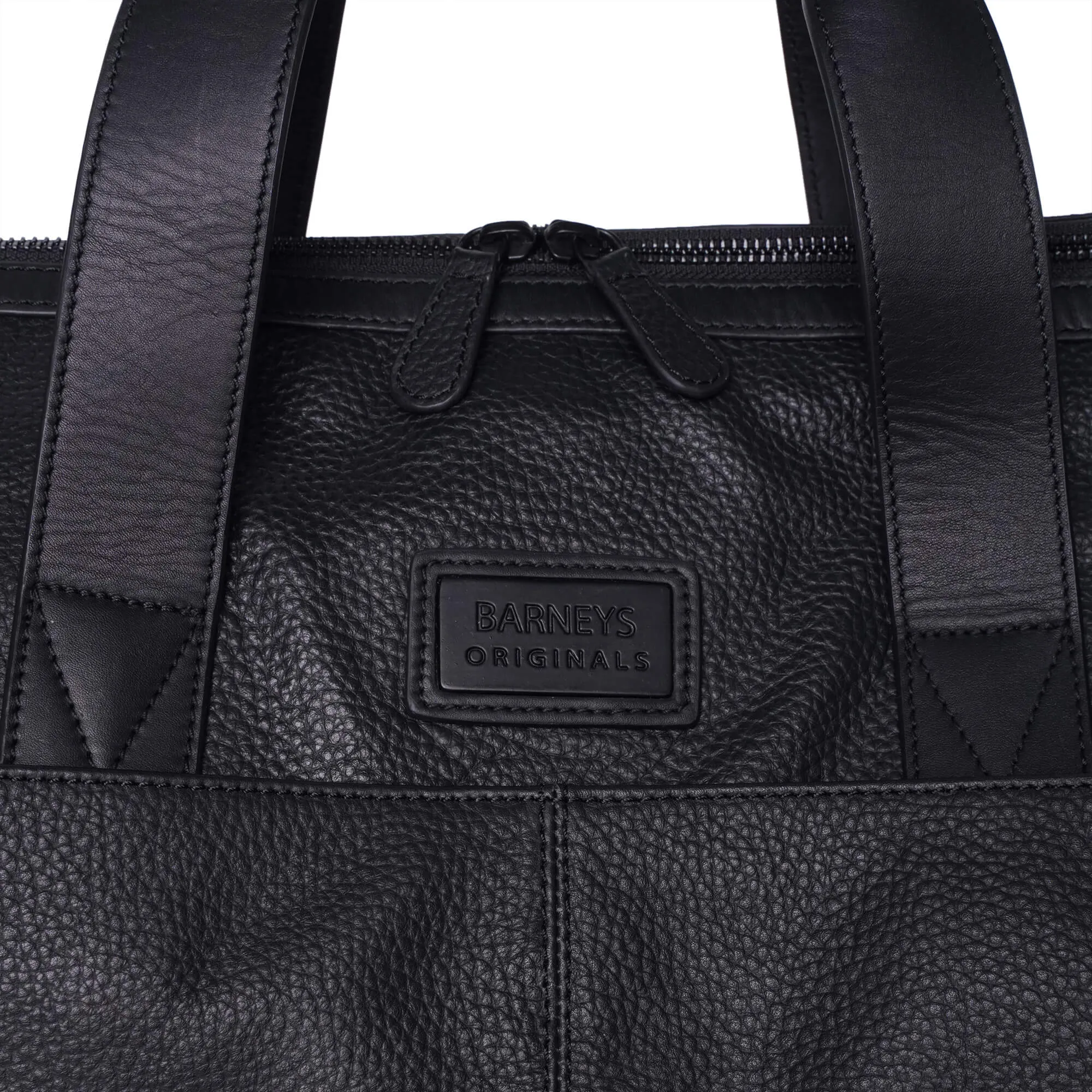 Real Leather Black Holdall Travel Bag - Barneys Originals