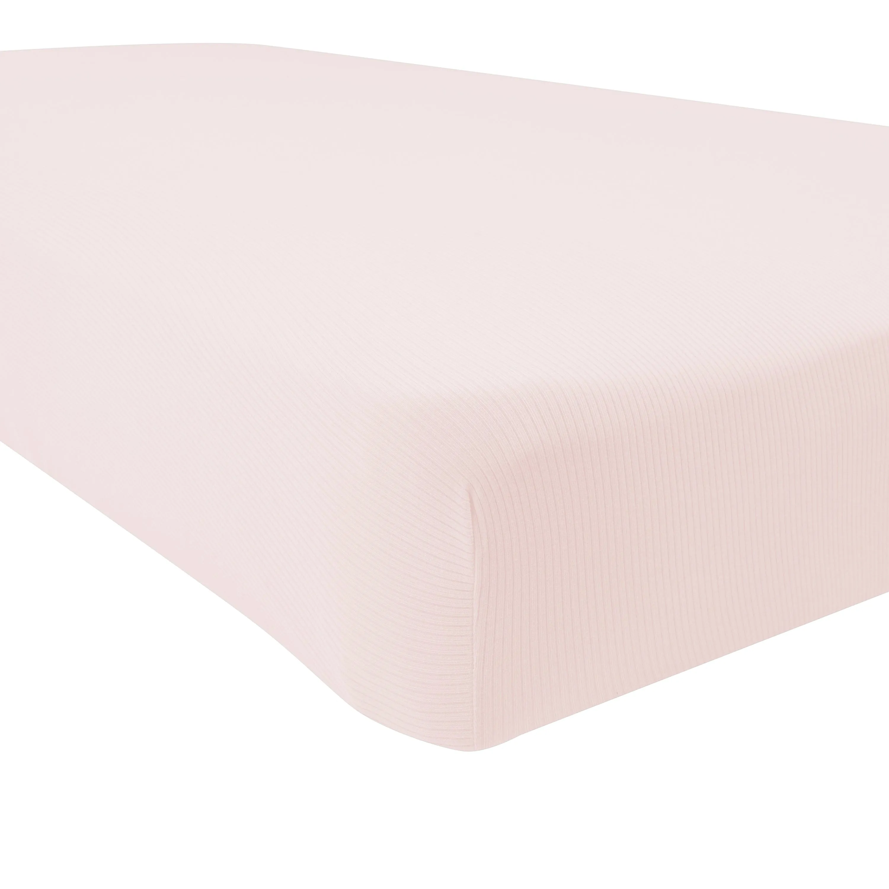 Ribbed Crib Sheet in Blush