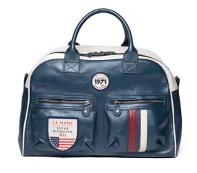 Royal blue leather travel bag 24h du mans steeve mcqueen \belgetti 4\