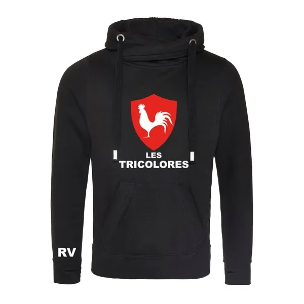 Rugby Vintage - France Cross Neck Hoodie - Black