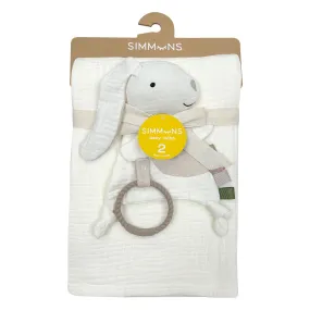 Simmons Deluxe Muslin Blanket + Rabbit Toy  - Clement