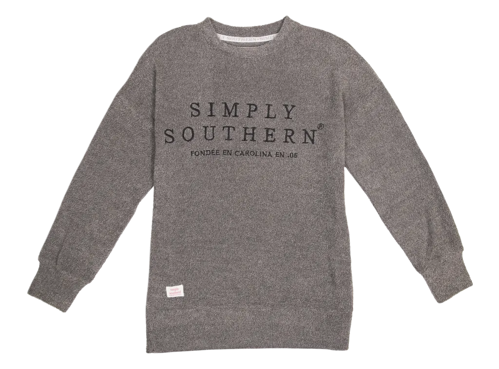 Simply Southern Slate Terry Pullover Soft Crew Sweatshirt