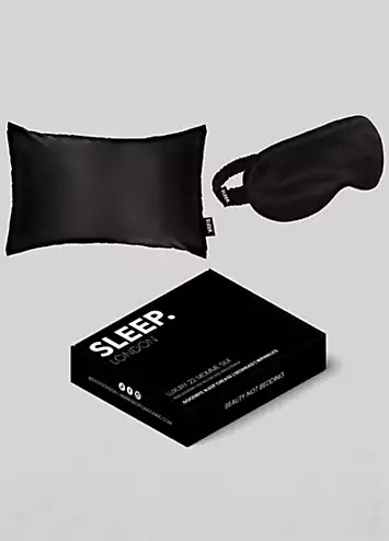 SLEEP London Silk Pillowcase Sleep Set - Black | Kaleidoscope