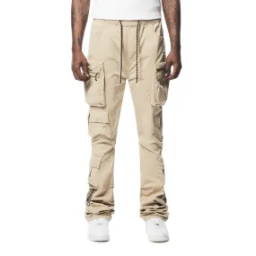 Stacked Utility Windbreaker Pants - Khaki