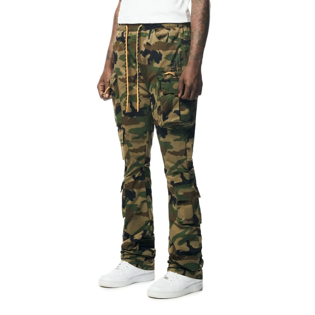 Stacked Utility Windbreaker Pants - Wood Camo