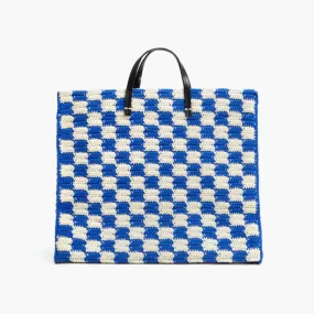 Summer Simple Tote (Cobalt + Cream Crochet Checker)