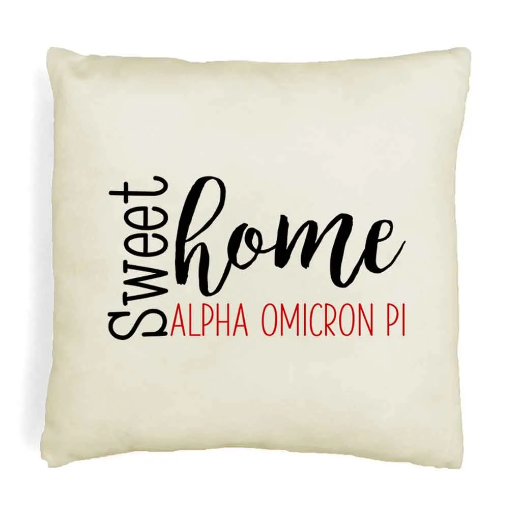 Sweet Home Alpha Omicron Pi Throw Pillow Cover for Sorority Room Decor