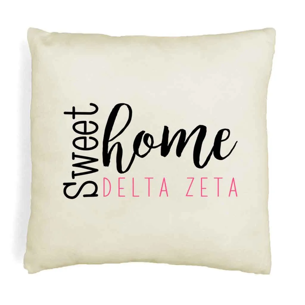 Sweet Home Delta Zeta Throw Pillow Cover for Sorority Room Decor