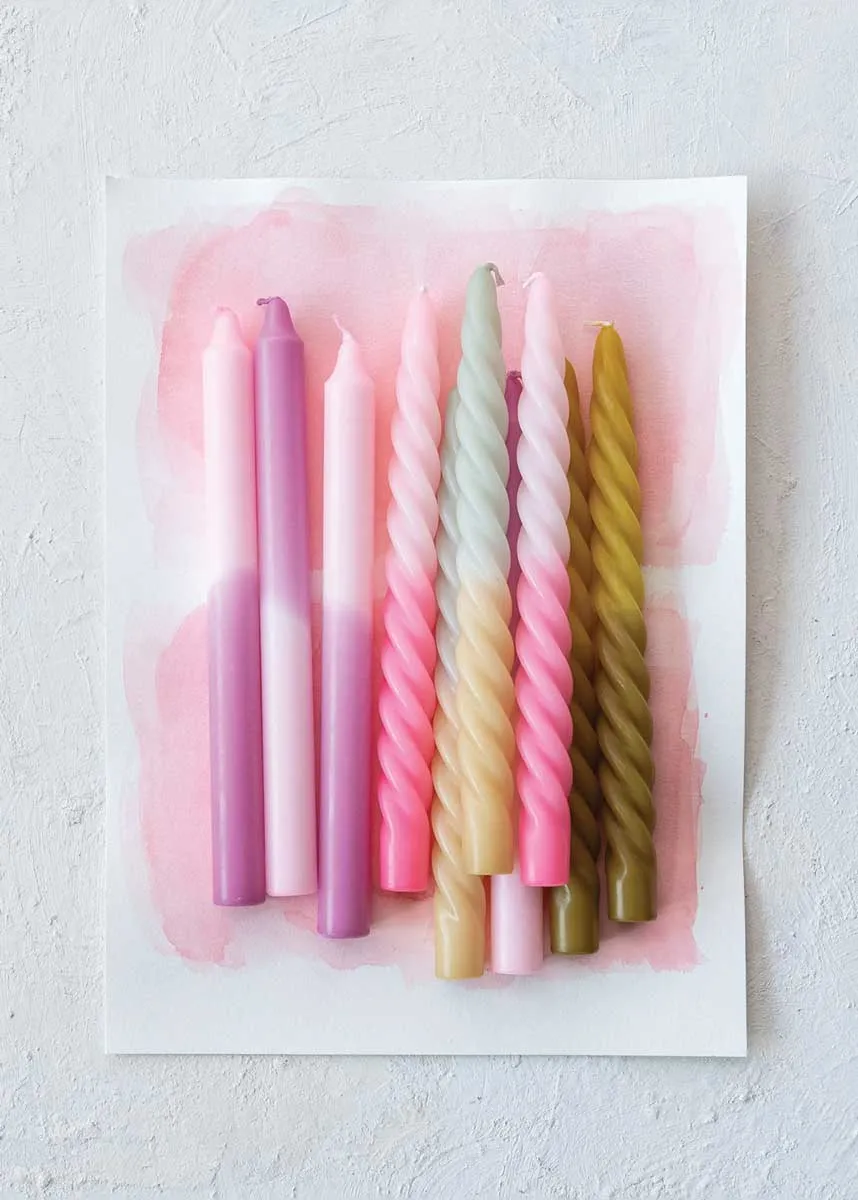 Taper Candles (Set of 2) - Pink & Lilac Ombre