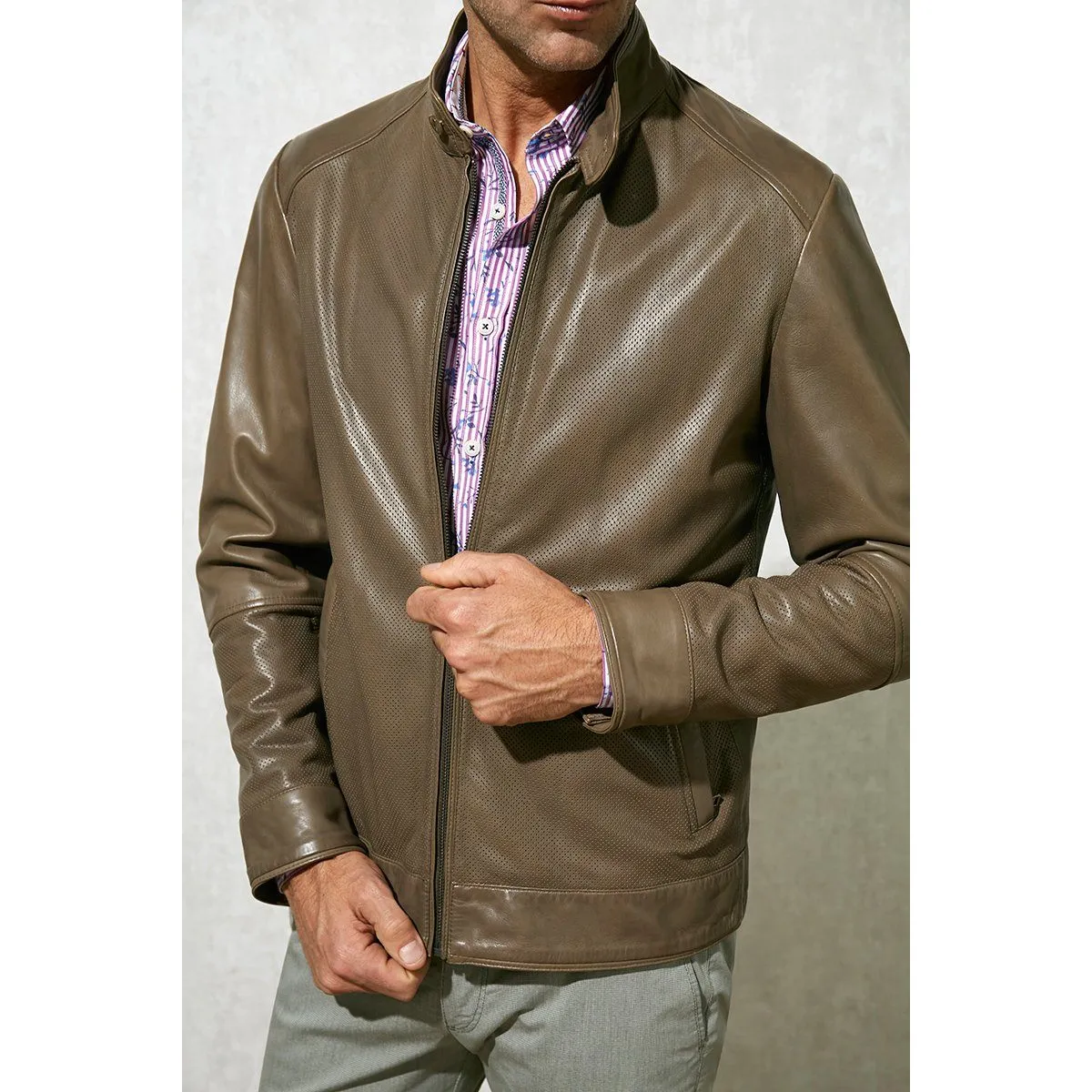 Taupe Leather Jacket