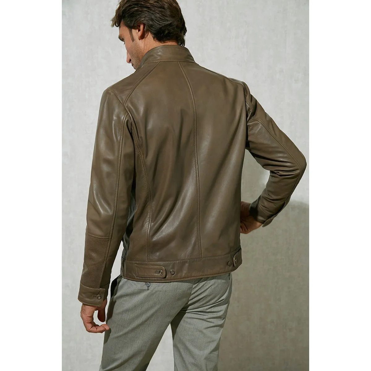 Taupe Leather Jacket