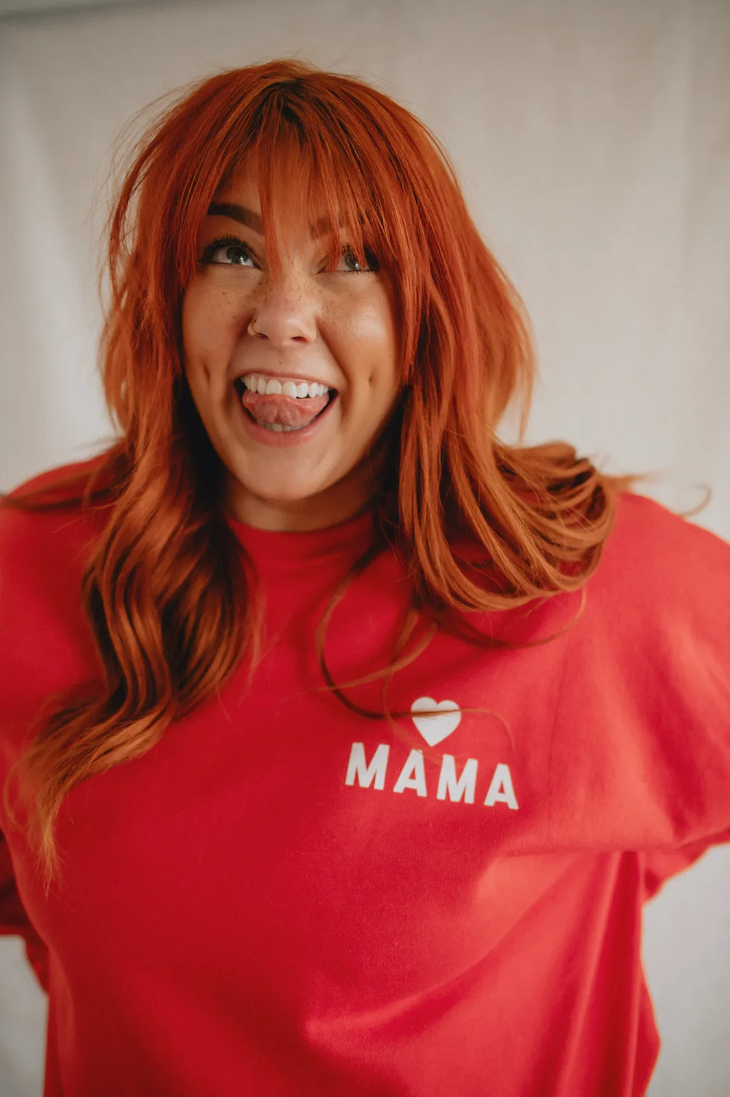 The Mama Heart Pullover Sweatshirt - Red