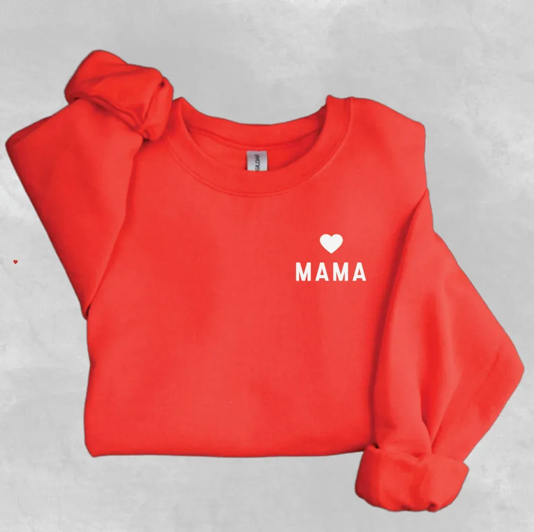 The Mama Heart Pullover Sweatshirt - Red