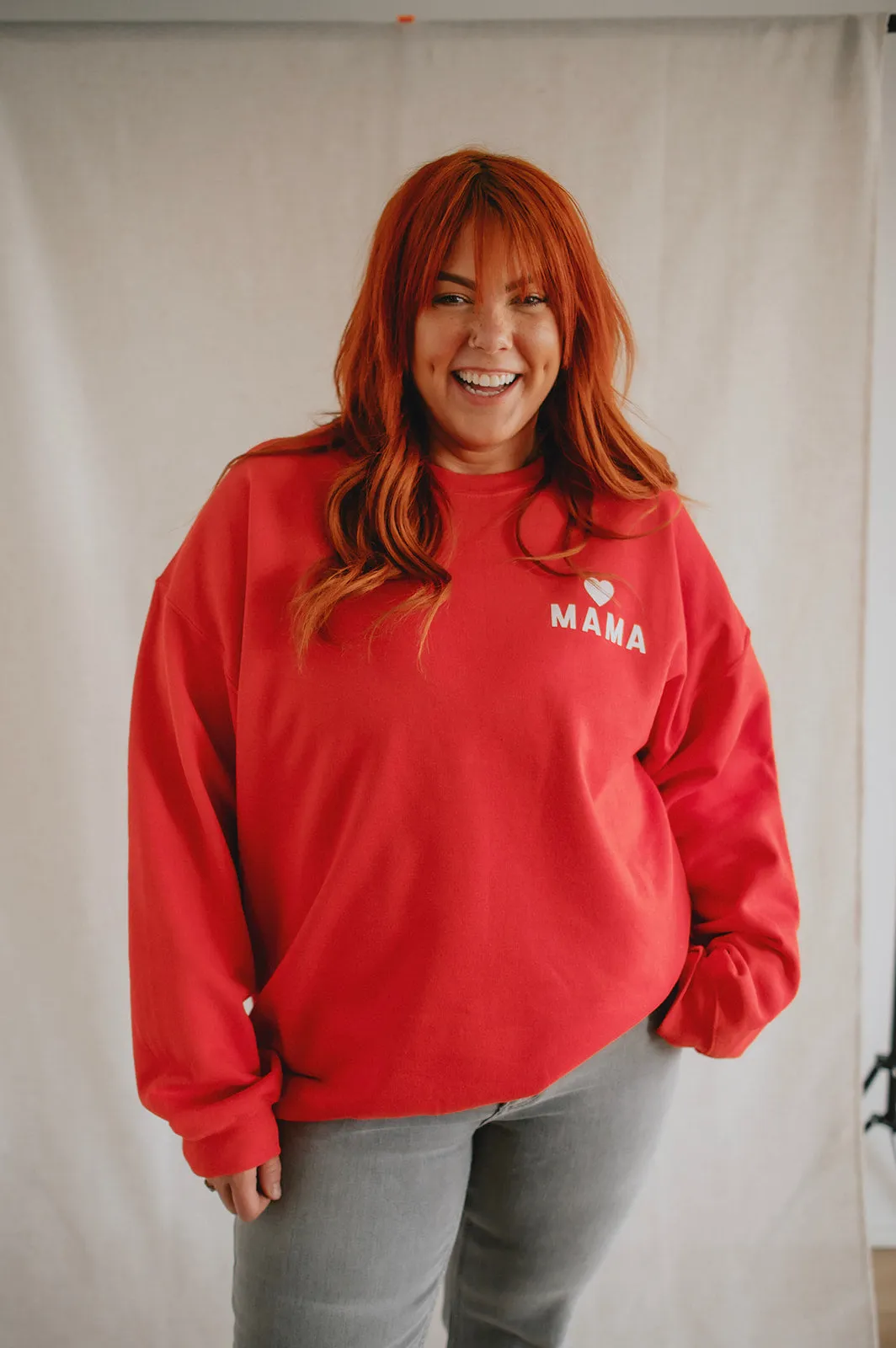 The Mama Heart Pullover Sweatshirt - Red