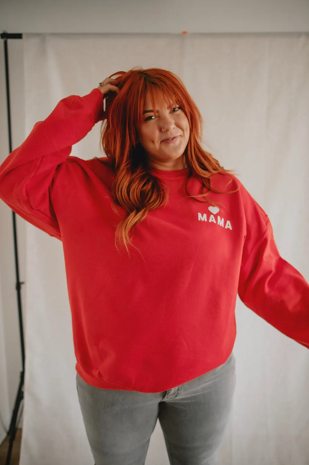 The Mama Heart Pullover Sweatshirt - Red