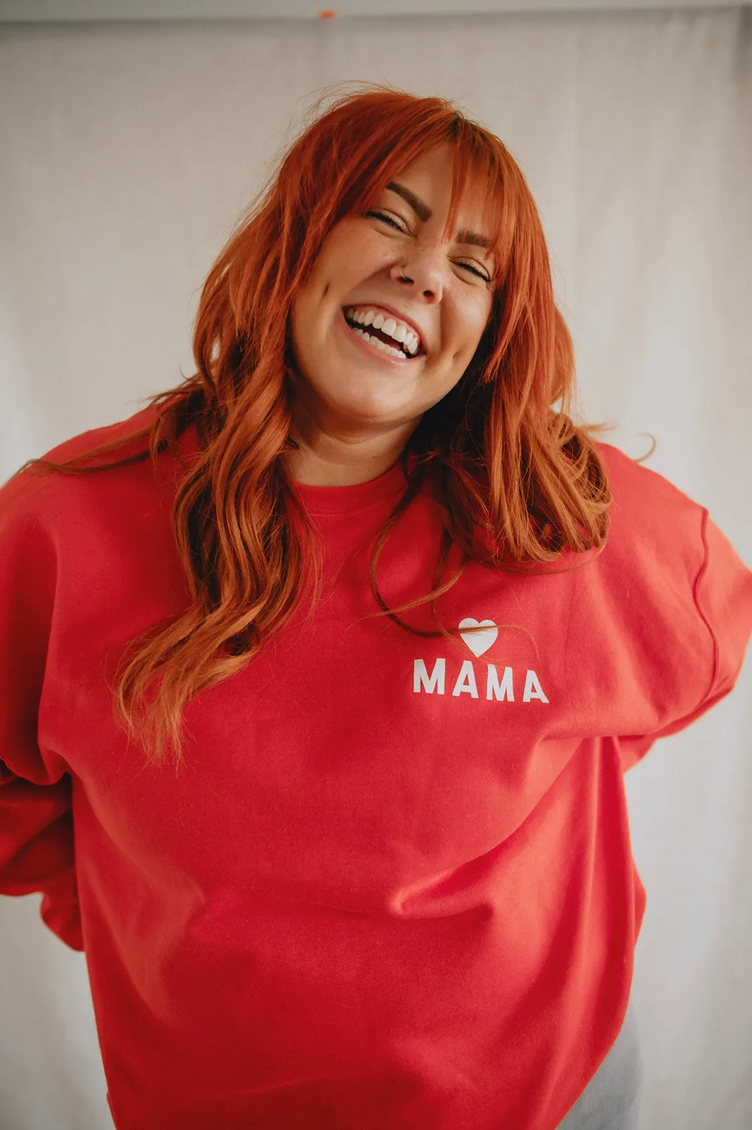 The Mama Heart Pullover Sweatshirt - Red