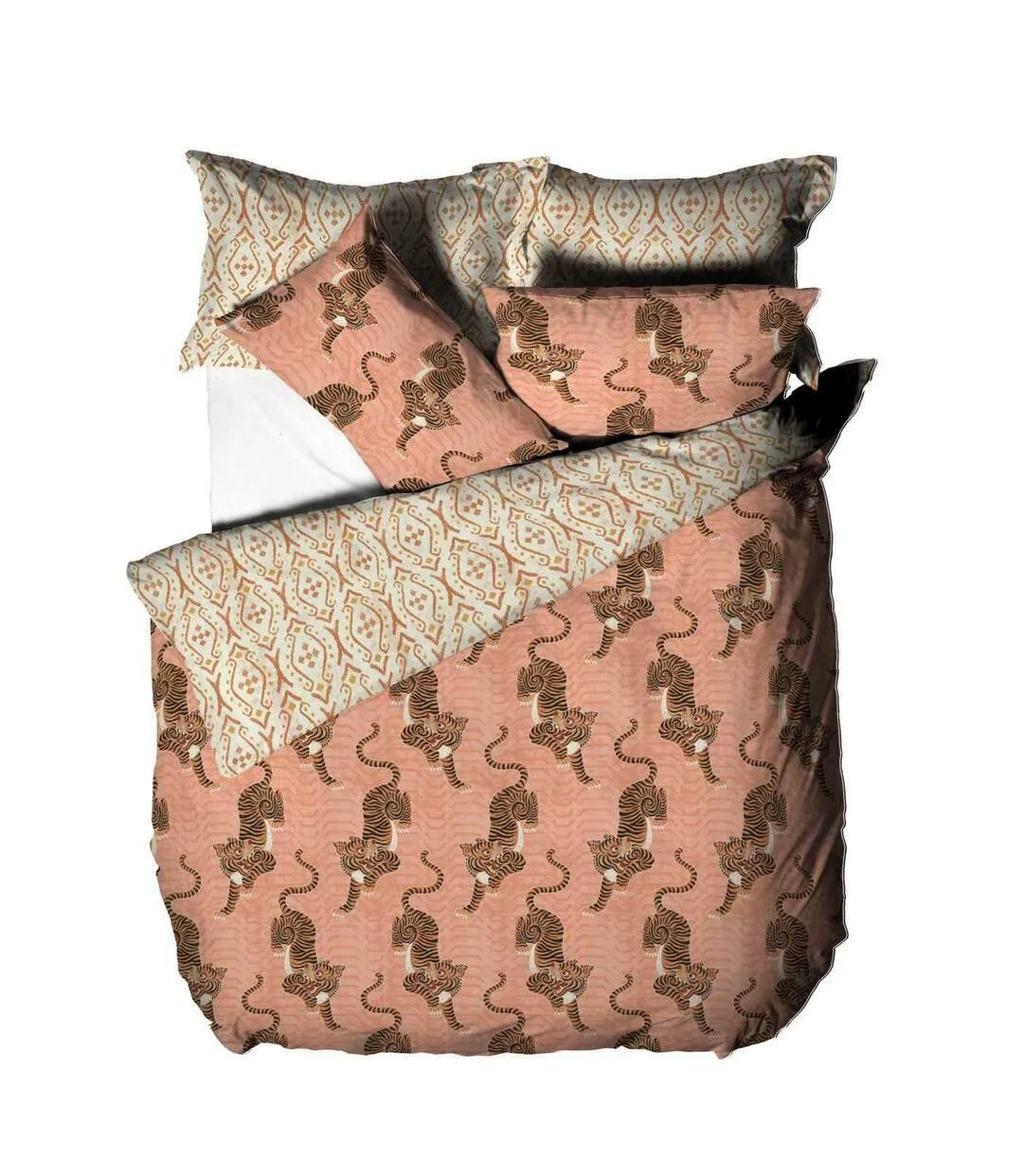 Tibetan tiger duvet cover set coral Furn