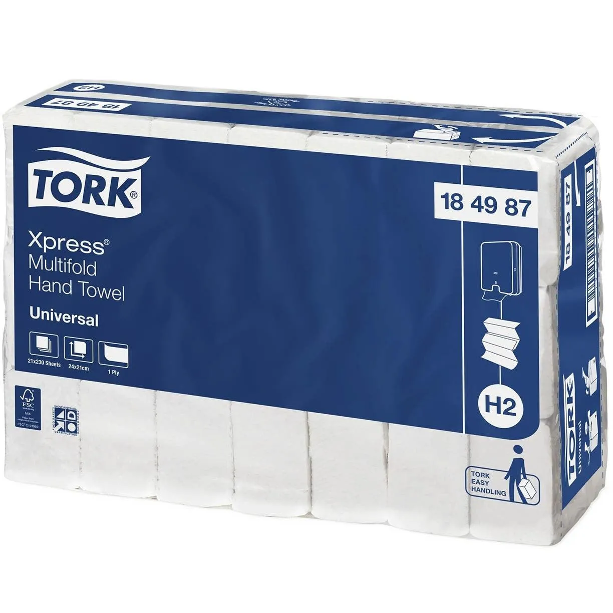 Tork Xpress H2 Multifold Hand Towels Slimline 1ply Universal 230 Sheets x 21 Packs/Carton