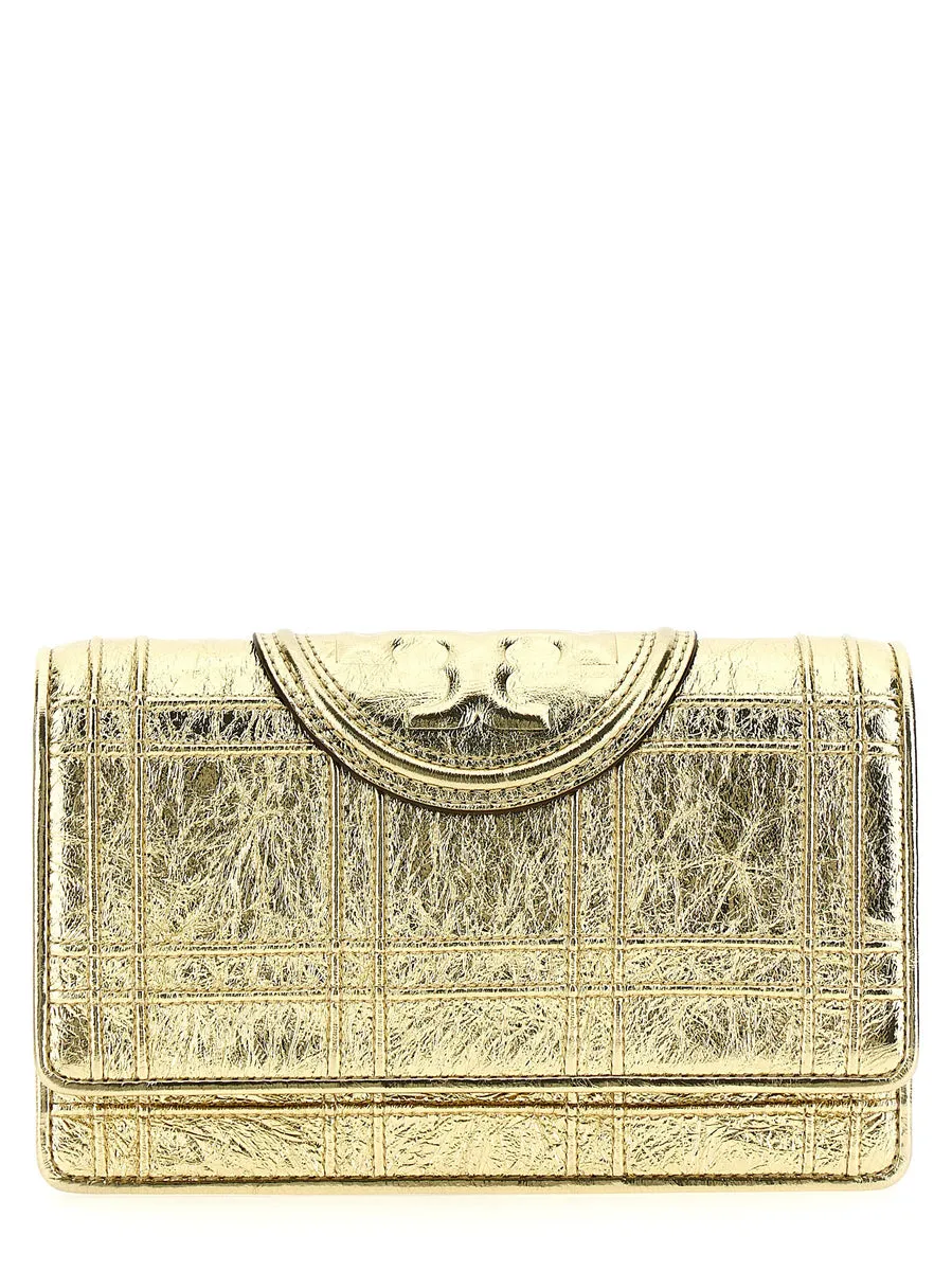 Tory Burch    Tory Burch 'Fleming Soft Metallic Square Quilt' Wallet