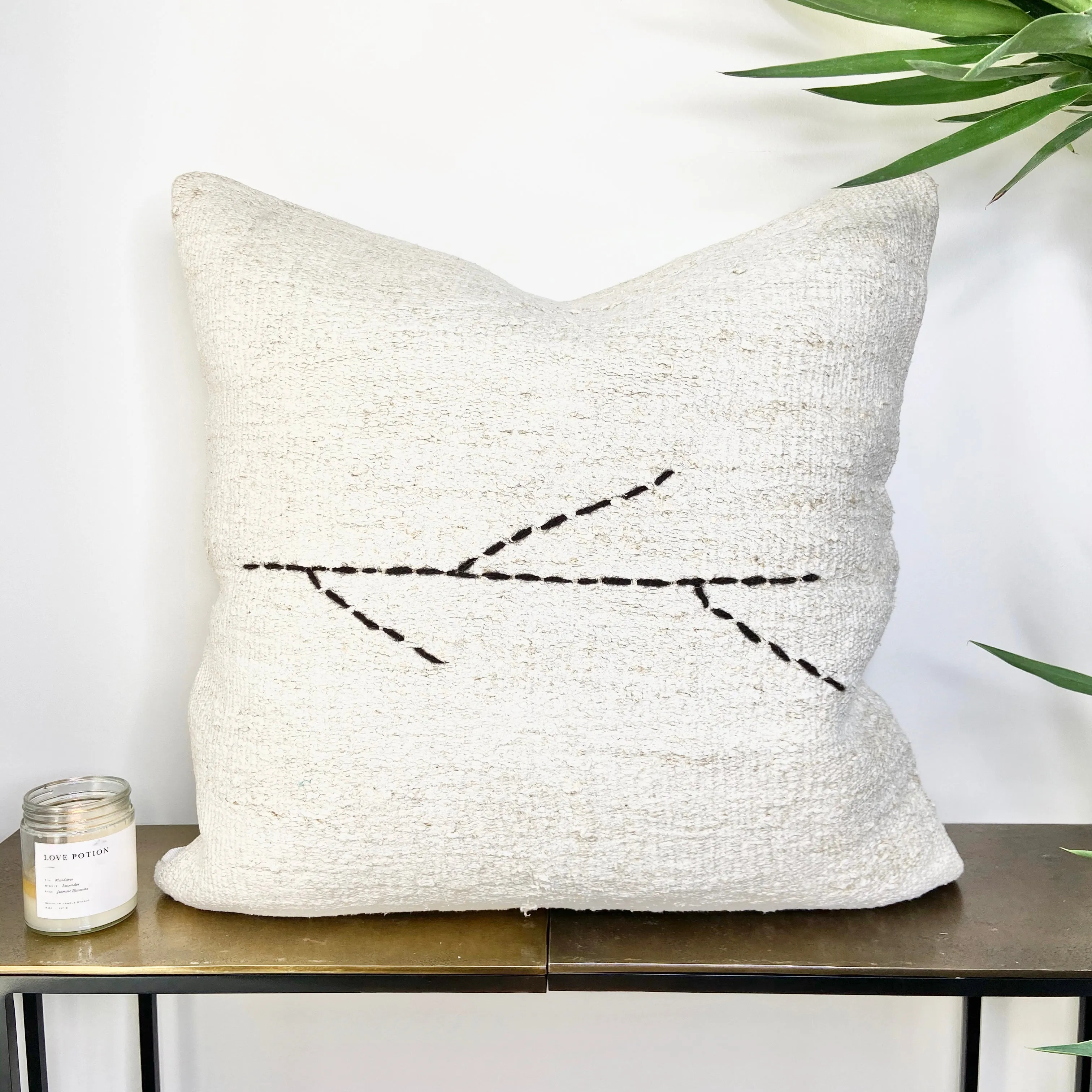 Turkish Hemp Throw Pillow - Branch