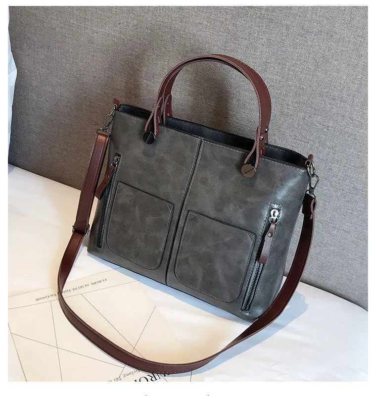 Vintage PU Shoulder Totes Bag