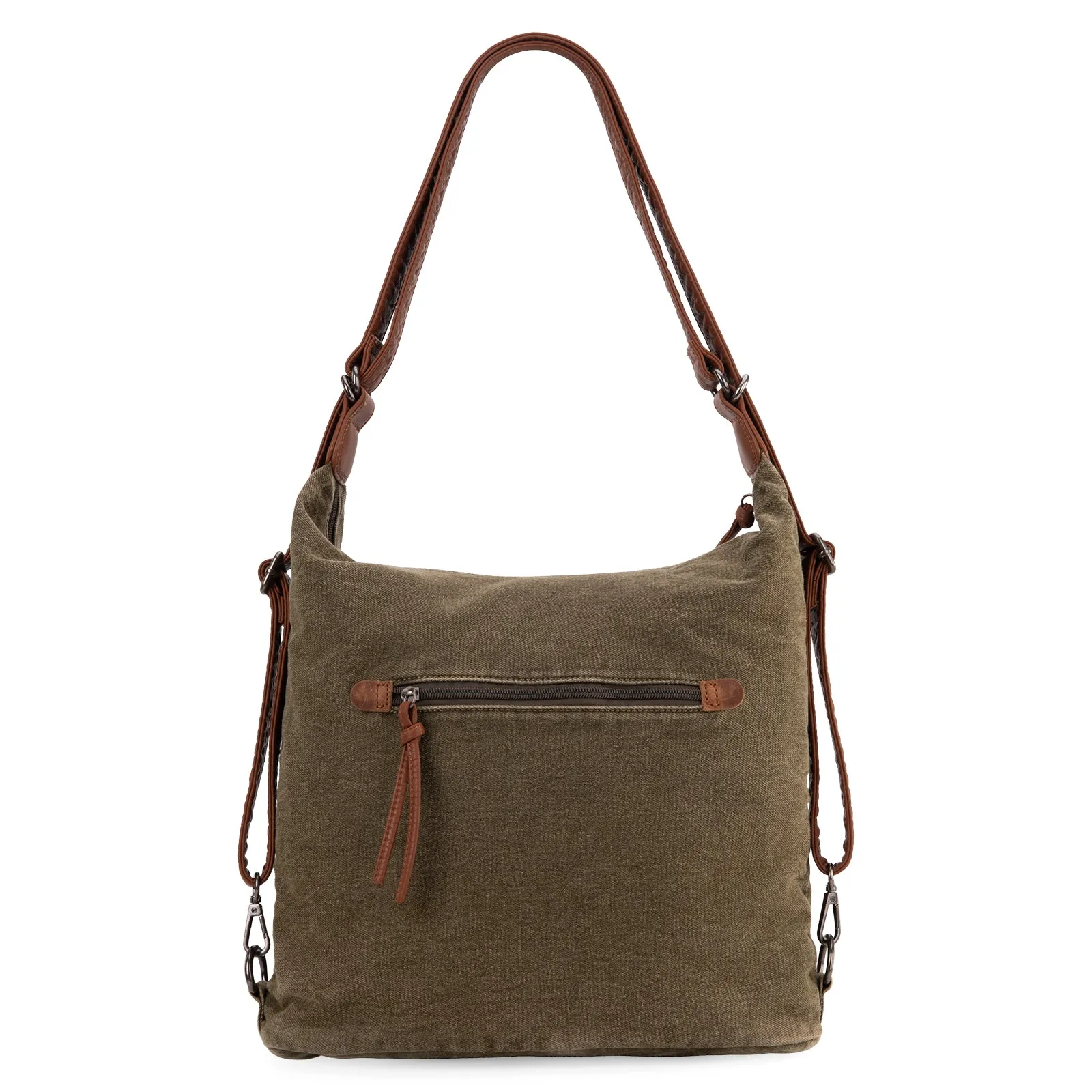 WG103-2008  Wrangler Floral Tooled Denim Hobo/Crossbody Backpack (Convertible ) Olive